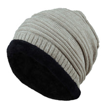 Load image into Gallery viewer, Mens Fleece Cap Baggy Winter Striped Cashmere Beanie Hat Fashion Women Knit Wool Hats Casual Unisex Skullies Beanies Warm Caps