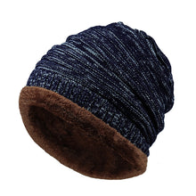 Load image into Gallery viewer, Mens Fleece Cap Baggy Winter Striped Cashmere Beanie Hat Fashion Women Knit Wool Hats Casual Unisex Skullies Beanies Warm Caps